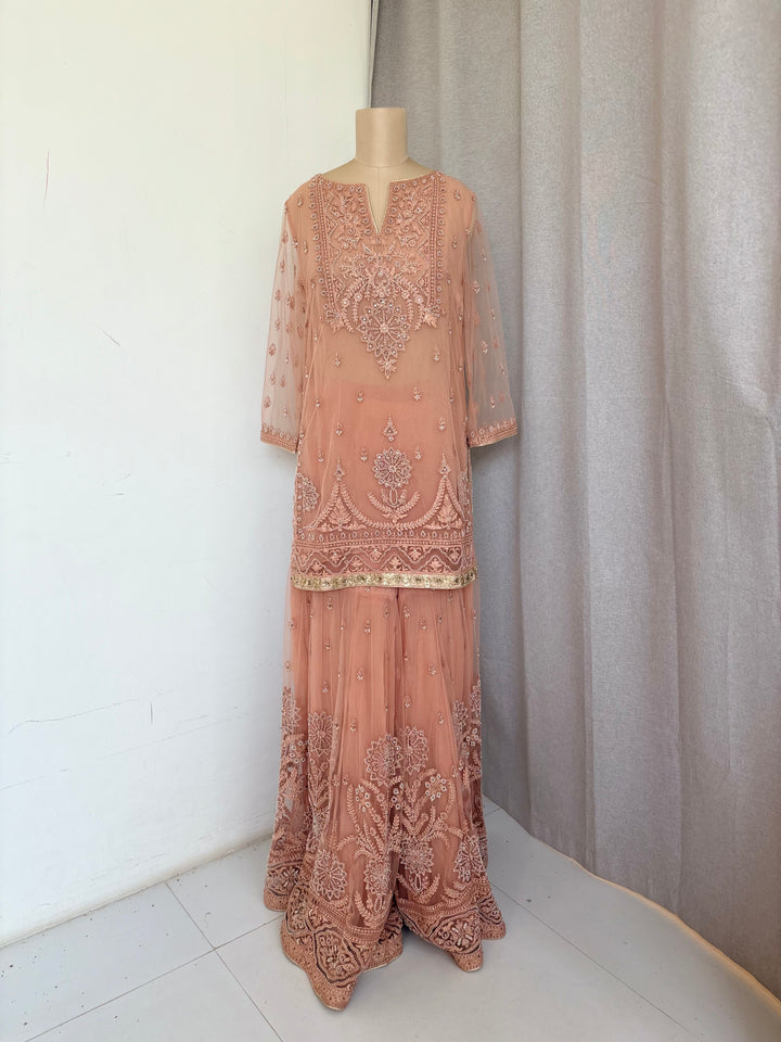 Tarun Tahiliani Dusty Rose Embellished Sharara Set
