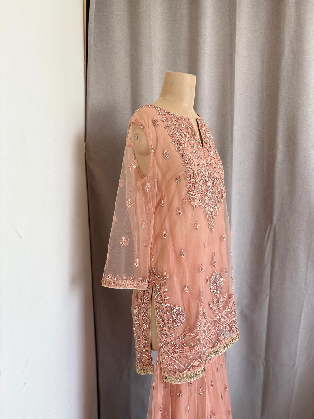 Tarun Tahiliani Dusty Rose Embellished Sharara Set