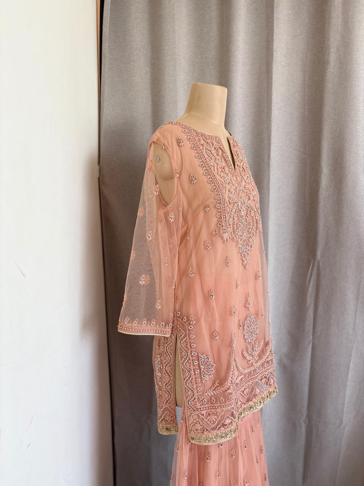 Tarun Tahiliani Dusty Rose Embellished Sharara Set