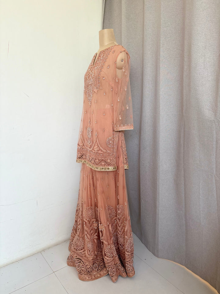 Tarun Tahiliani Dusty Rose Embellished Sharara Set