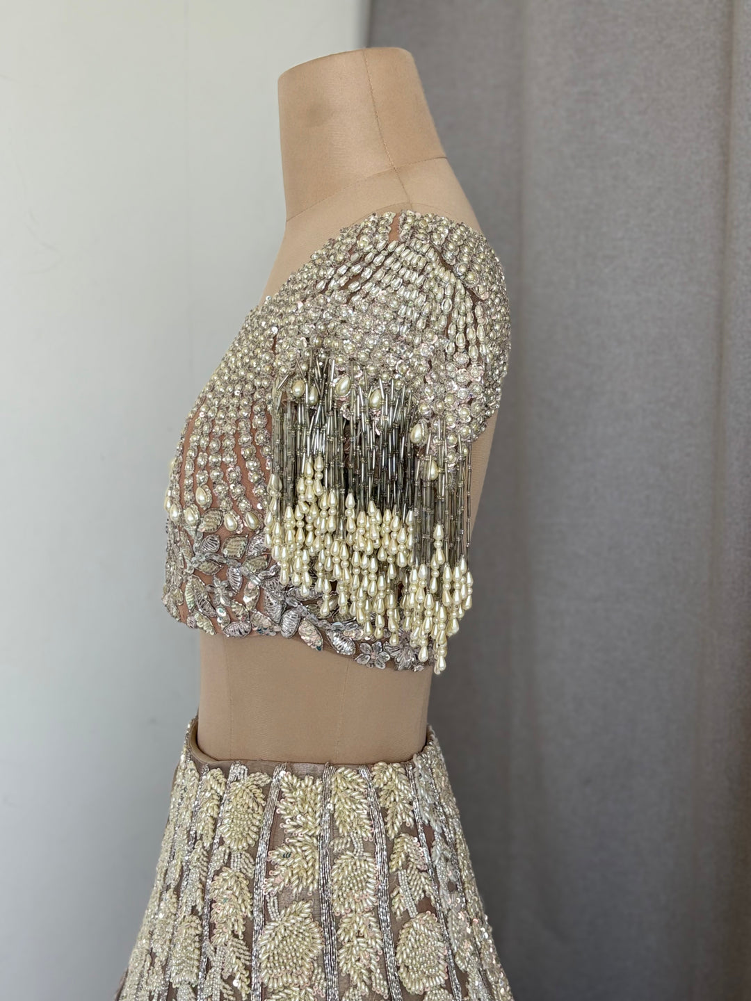 Manish Malhotra Champagne Embellished Lehenga Set