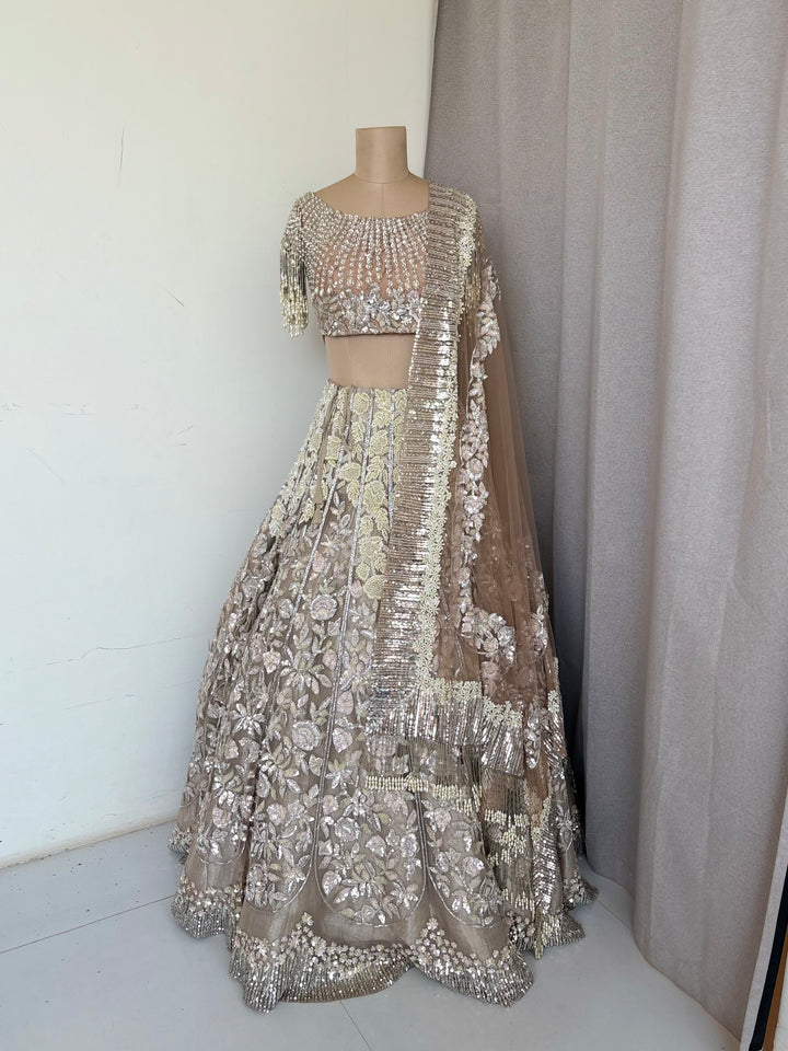 Manish Malhotra Champagne Embellished Lehenga Set