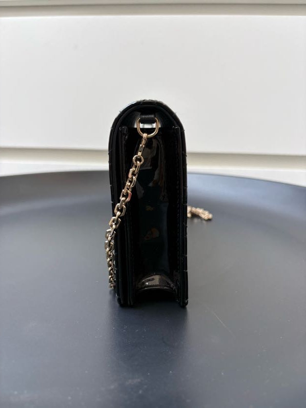 Dior Black Patent Cannage Lady Dior Pouch