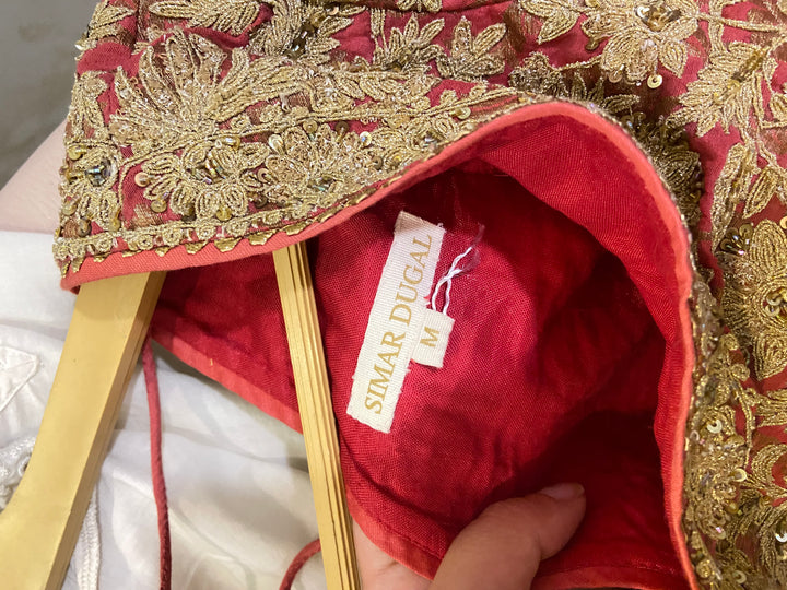 Simar Dugal Red Hand-Embroidered Saree Set