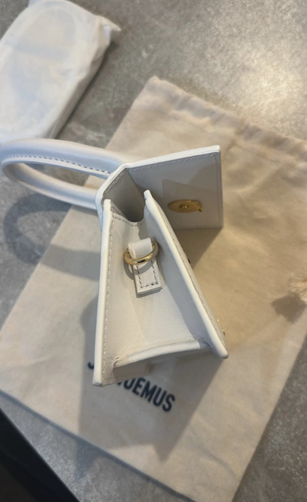 Jacquemus White Leather Mini Le Chiquito Top Handle Bag