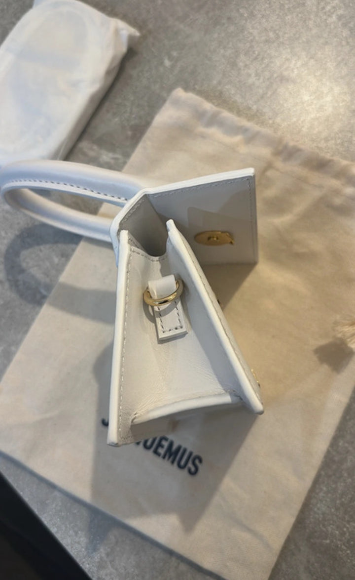 Jacquemus White Leather Mini Le Chiquito Top Handle Bag