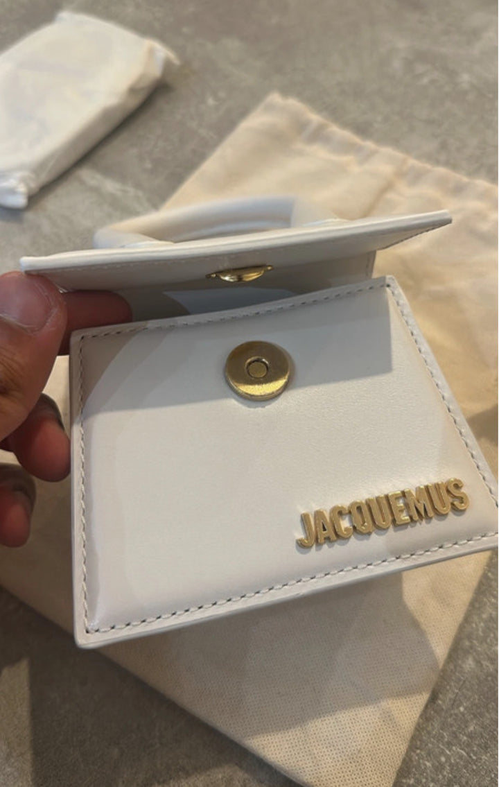 Jacquemus White Leather Mini Le Chiquito Top Handle Bag