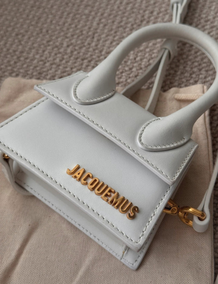 Jacquemus White Leather Mini Le Chiquito Top Handle Bag