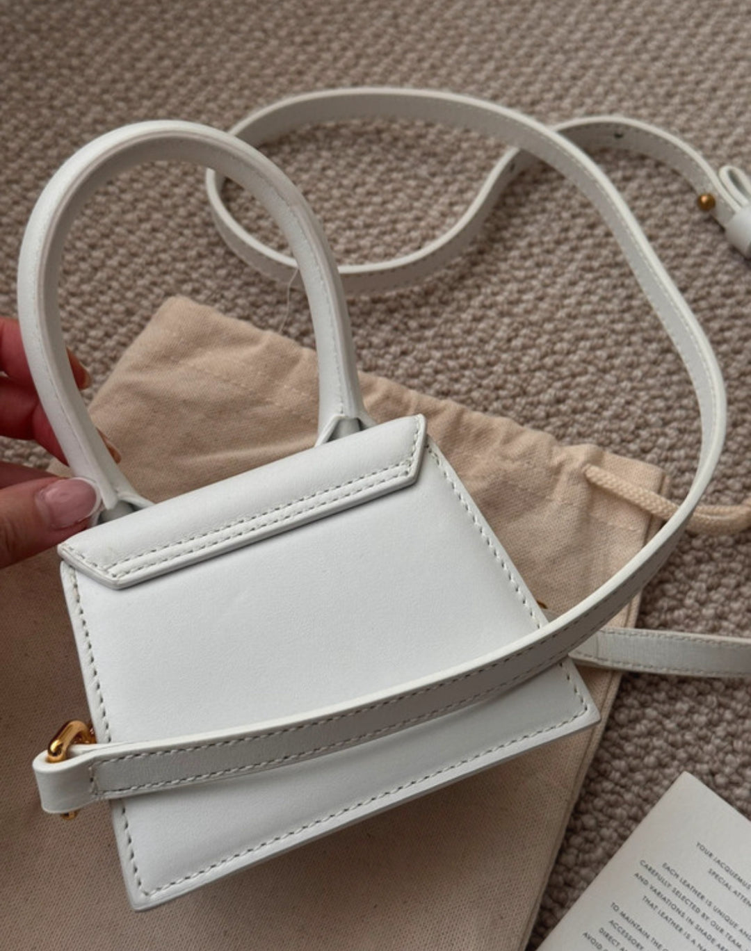 Jacquemus White Leather Mini Le Chiquito Top Handle Bag