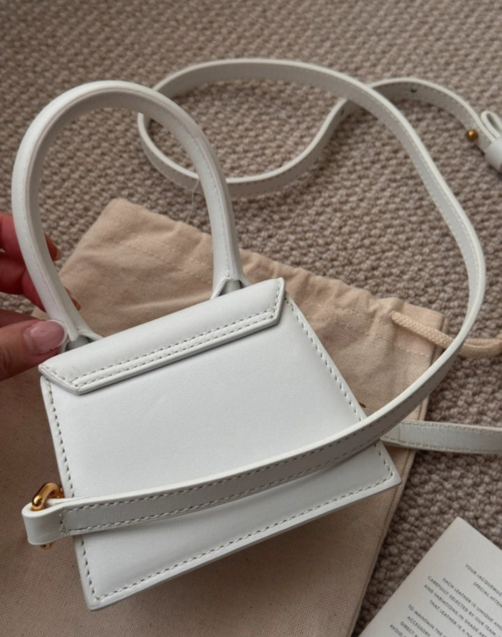 Jacquemus White Leather Mini Le Chiquito Top Handle Bag
