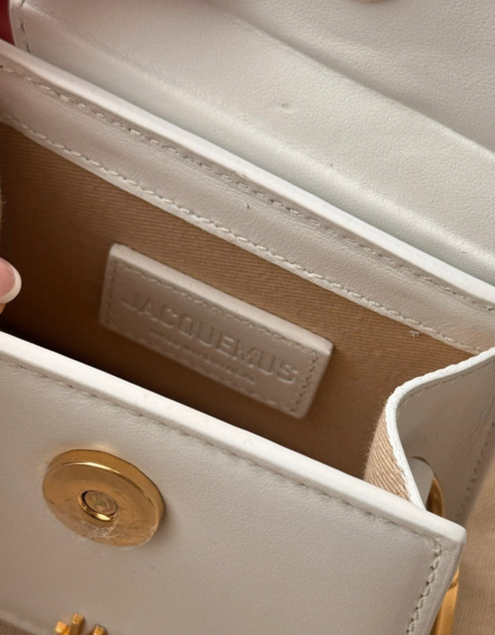 Jacquemus White Leather Mini Le Chiquito Top Handle Bag