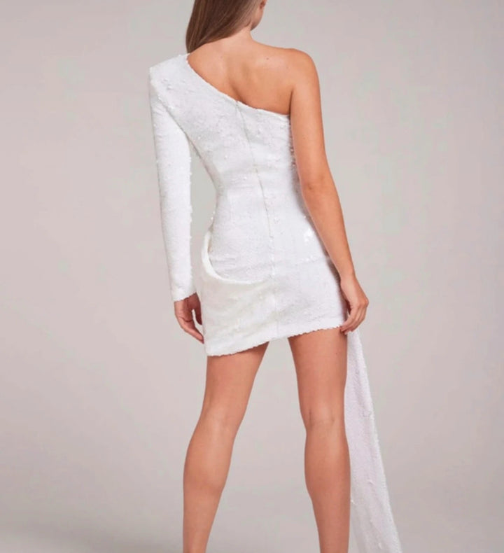 Nadine Merabi Celina White Sequin Dress