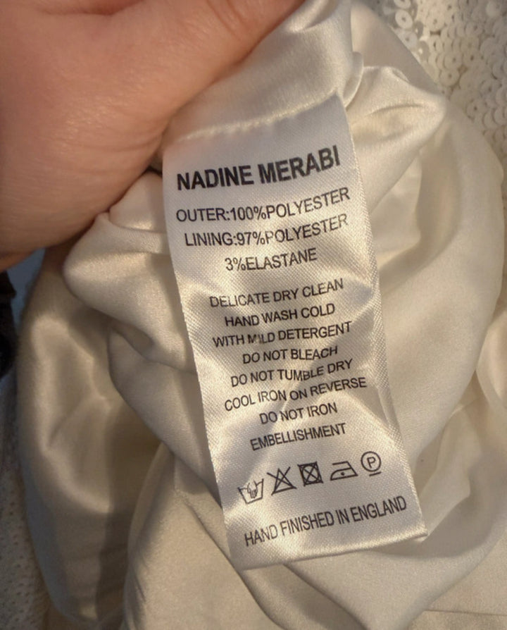 Nadine Merabi Celina White Sequin Dress