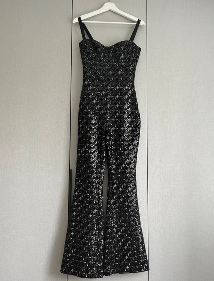 Nadine Merabi Hailey Black Embellished Jumpsuit