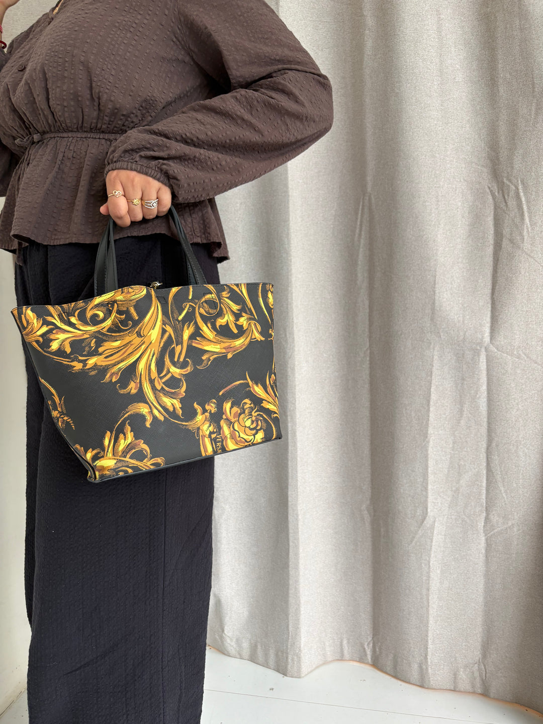 Versace Jeans Couture Baroque Print Tote Bag