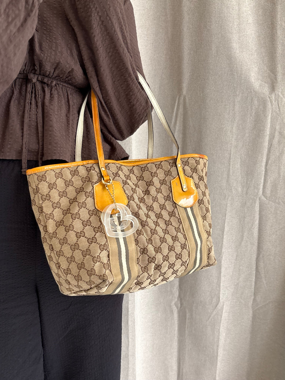 Gucci GG Canvas Canvas Web Jolie Tote