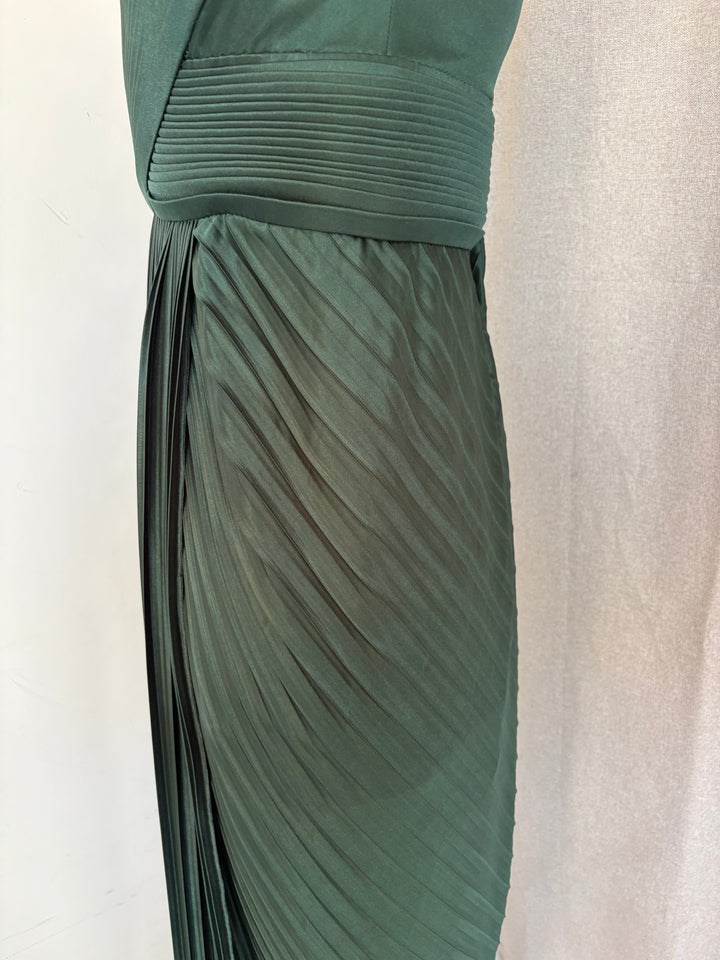 Amit Aggarwal Forest Green Pleated Gown