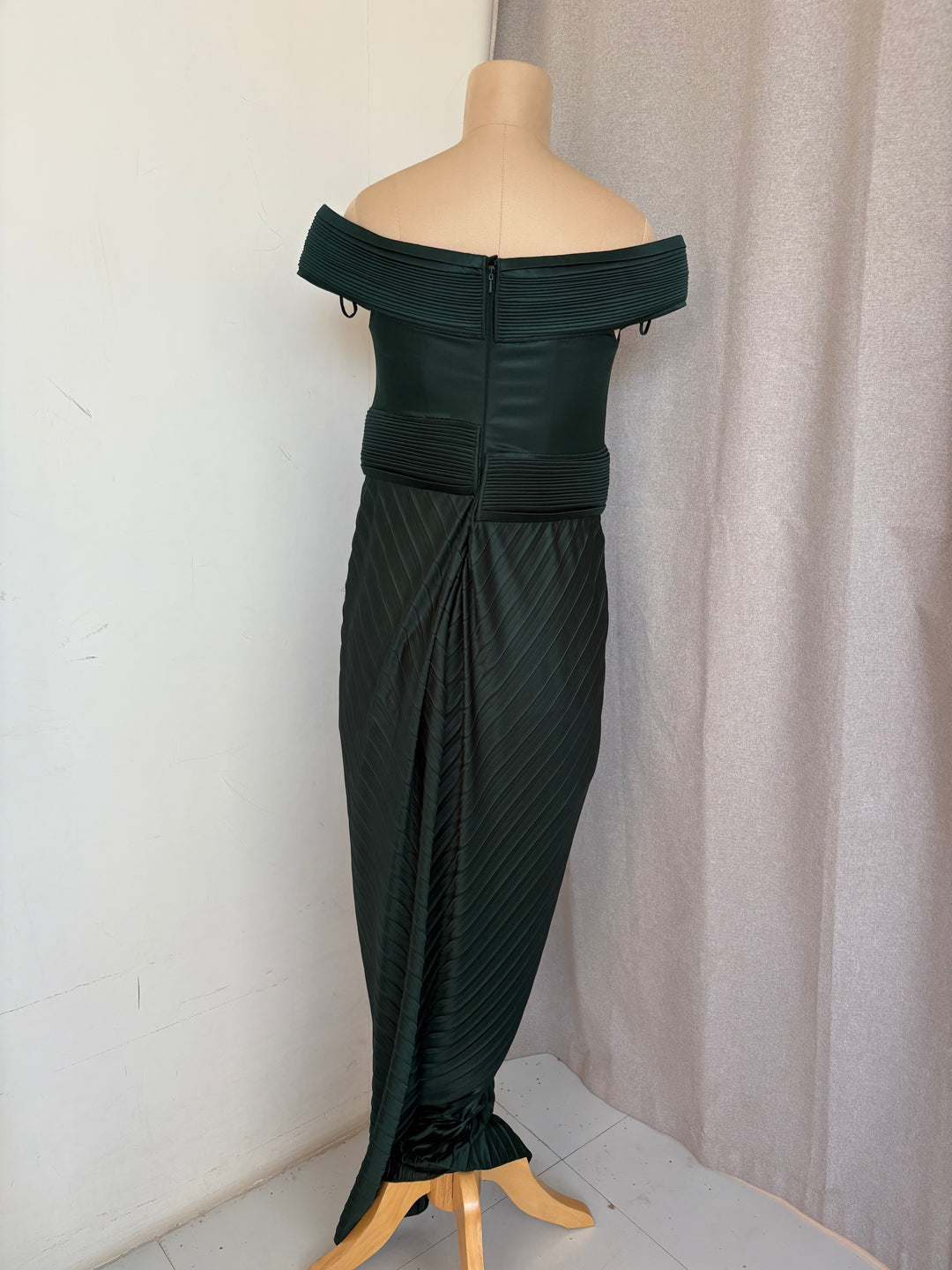Amit Aggarwal Forest Green Pleated Gown