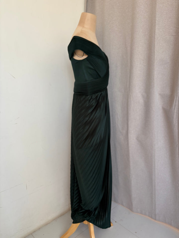 Amit Aggarwal Forest Green Pleated Gown