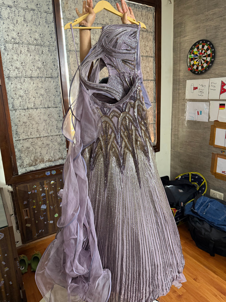 Gaurav Gupta Lilac Draped Lehenga Set