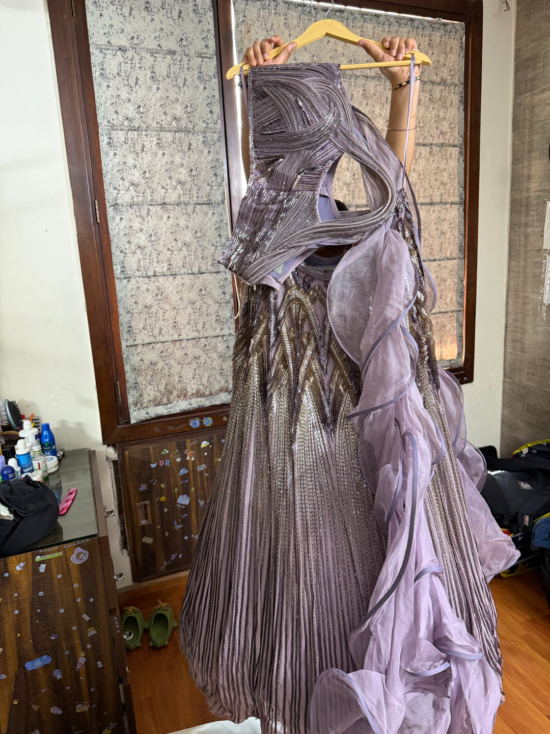 Gaurav Gupta Lilac Draped Lehenga Set