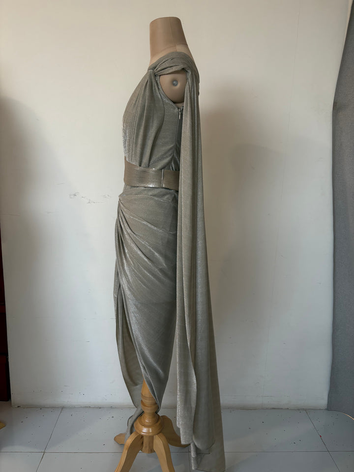 Amit Aggarwal Metallic Draped Gown