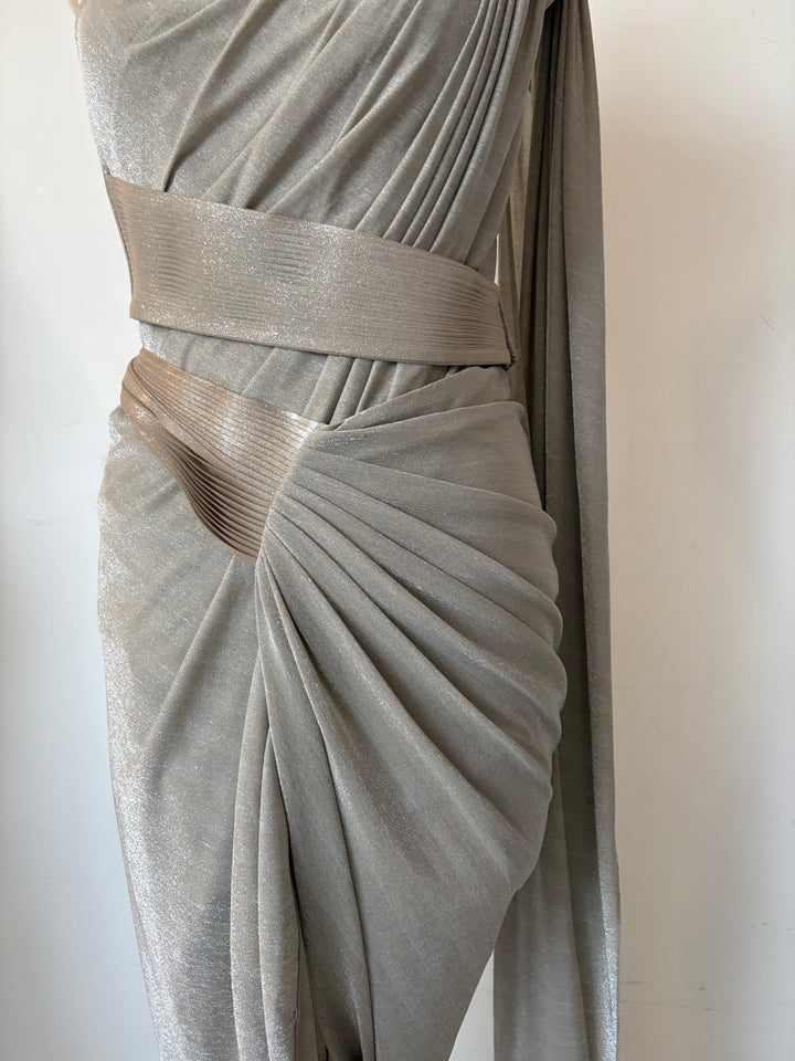 Amit Aggarwal Metallic Draped Gown