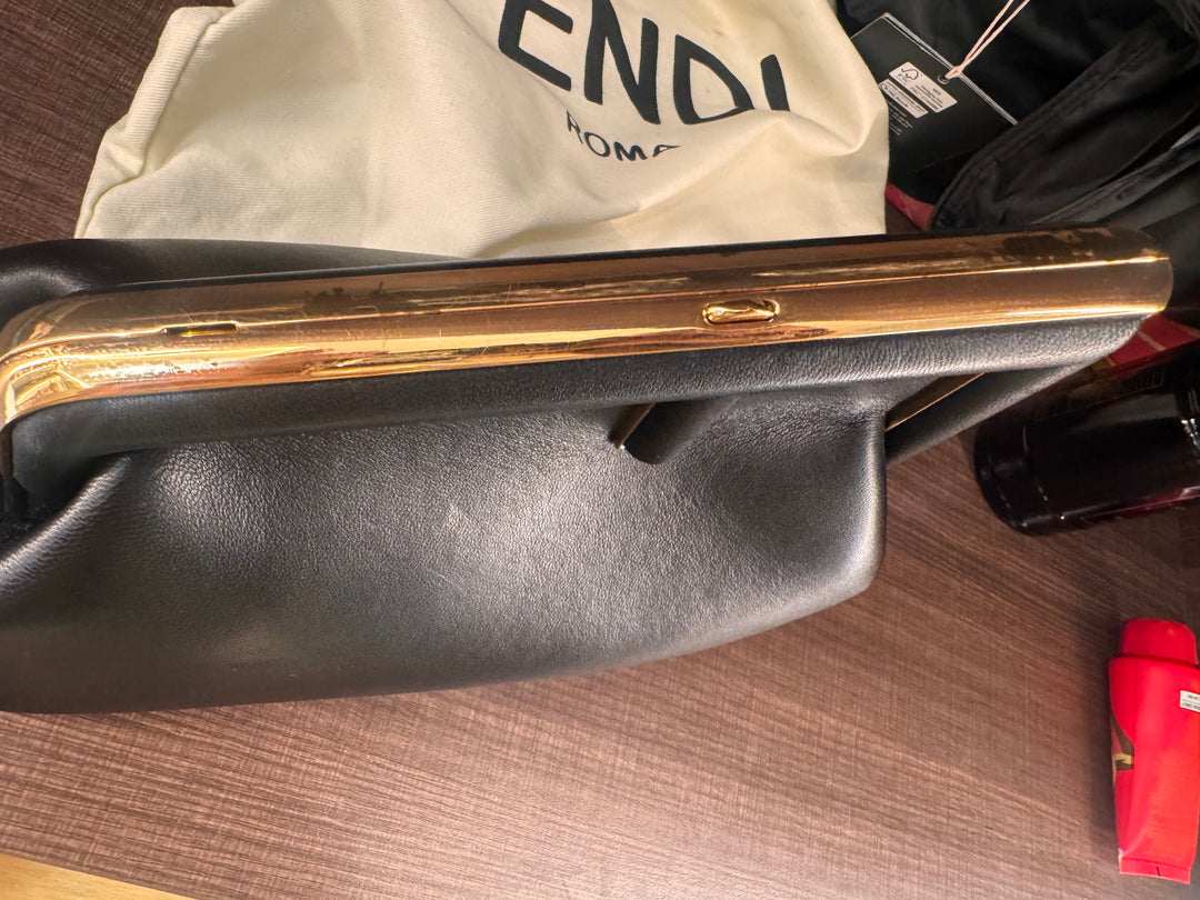 Fendi Black First Nappa Leather Clutch