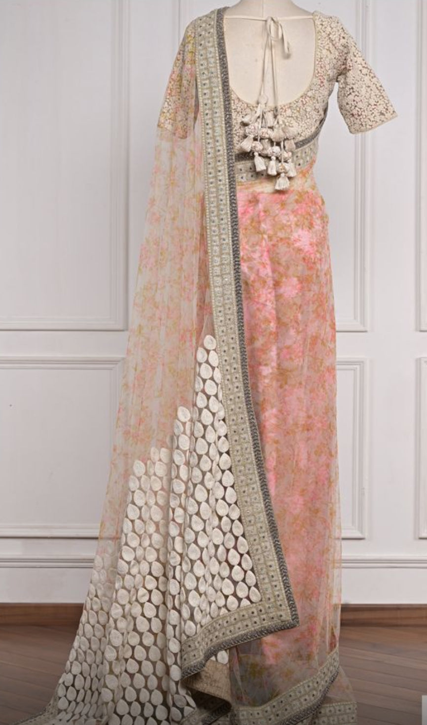 Sabyasachi Pastel Floral Saree & Embroidered Blouse