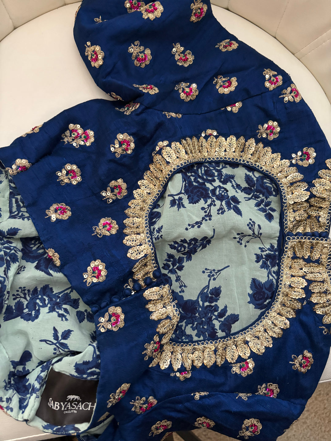 Sabyasachi Royal Blue Lehenga Set with Gold Embellishments