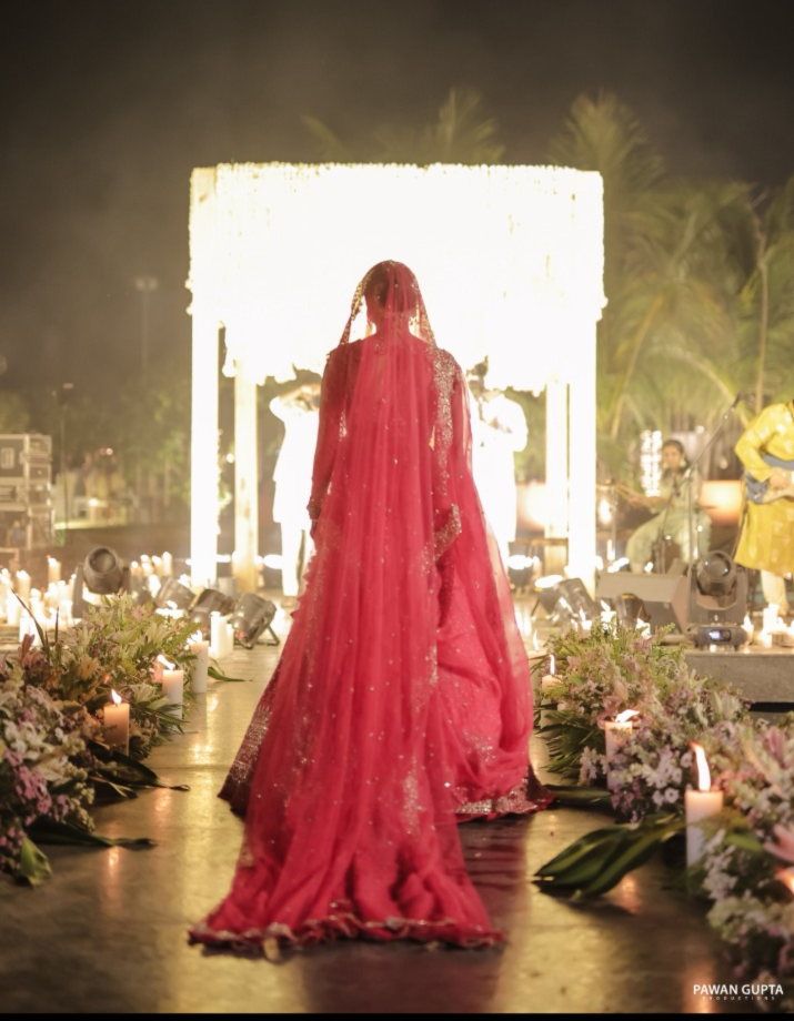 Anushree Reddy Pink Floral Embroidered Bridal Lehenga