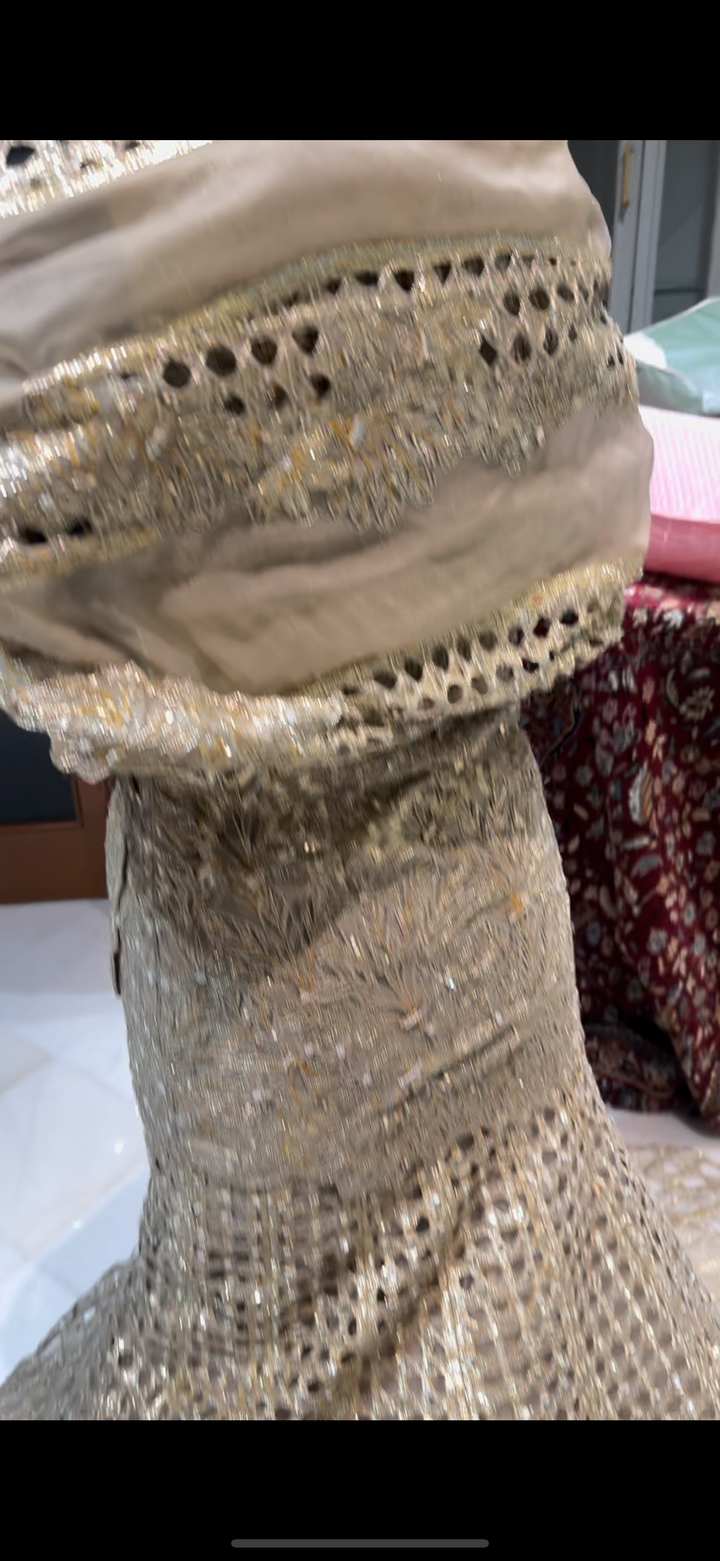 Varun & Nidhika Embellished Gold Mermaid Gown