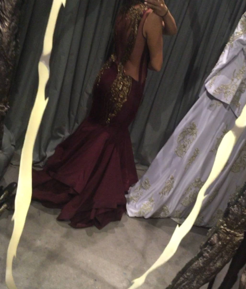 Gaurav Gupta Burgundy Embellished Mermaid Gown