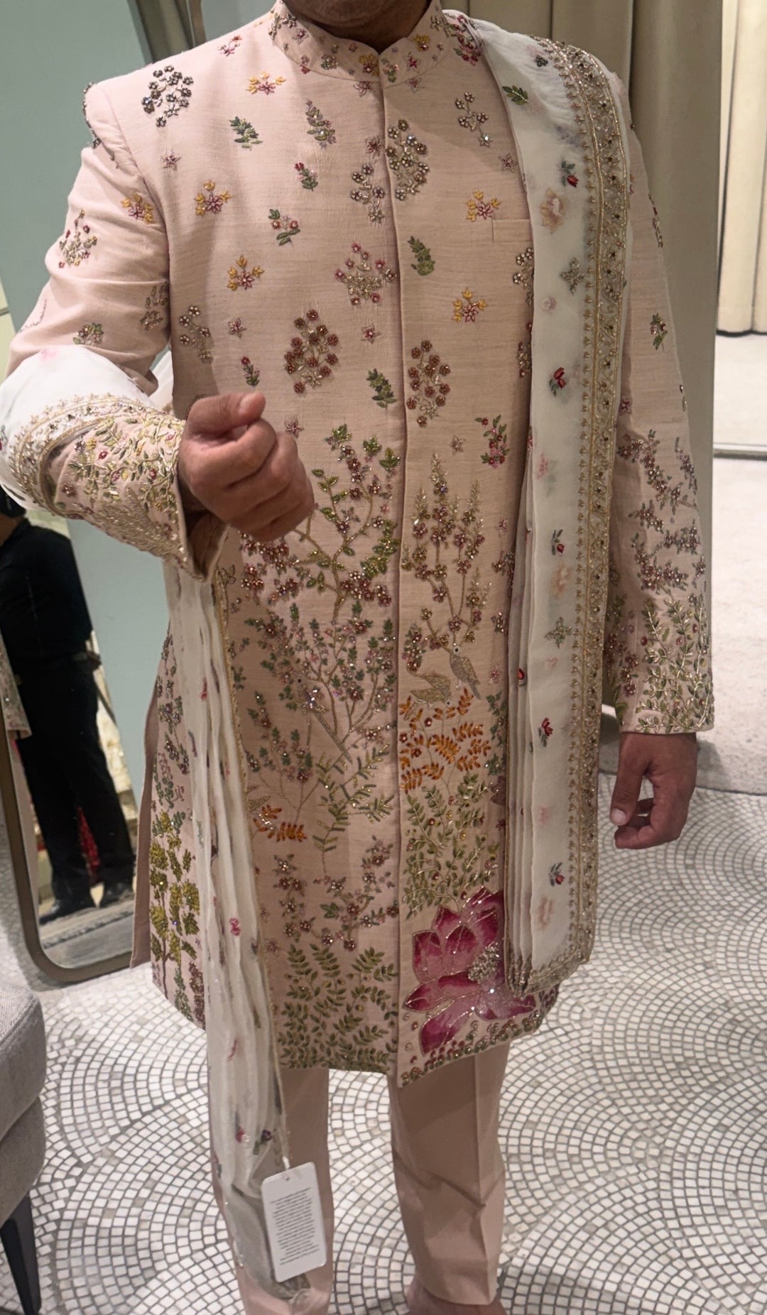 Rahul Mishra Blush Pink Embroidered Sherwani Set