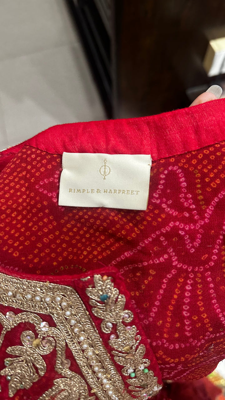 Rimple & Harpreet Red Embroidered Anarkali & Sharara Set