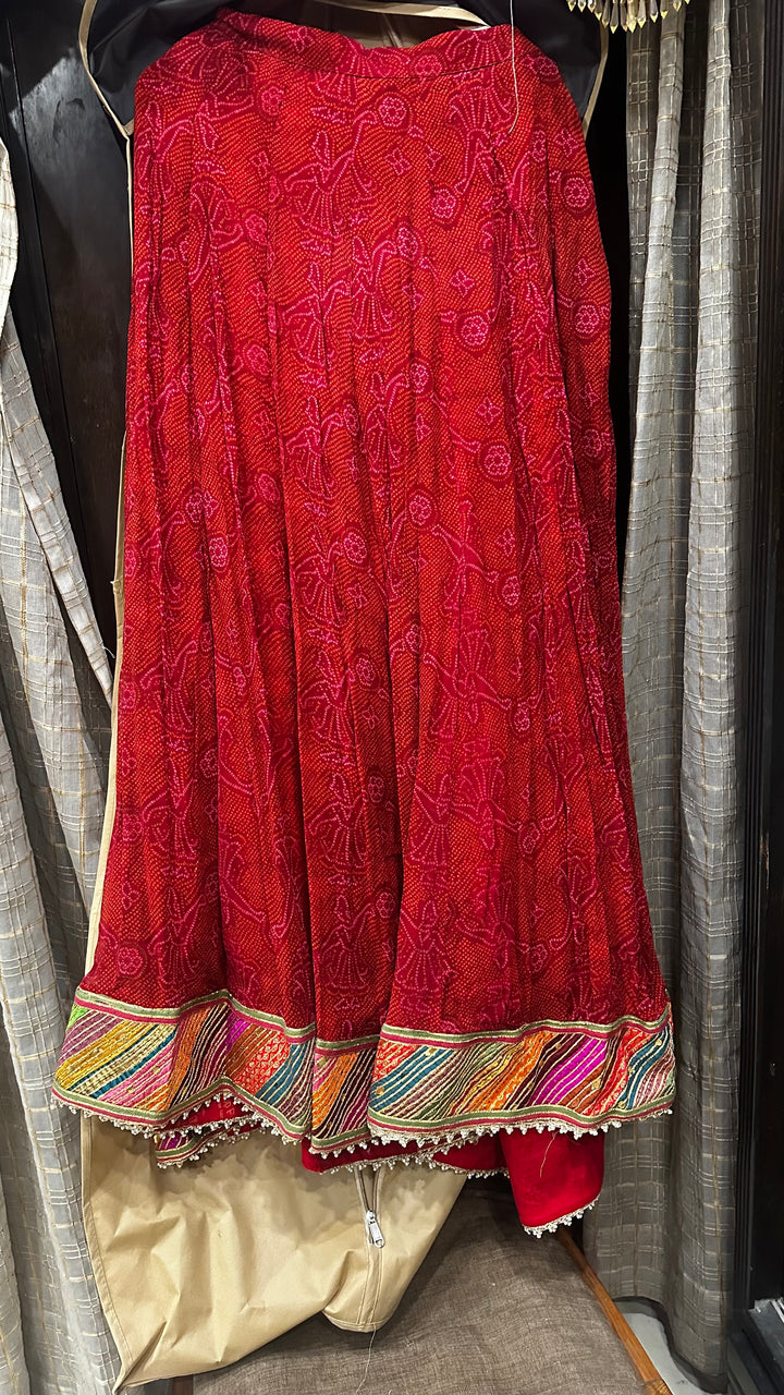 Rimple & Harpreet Red Embroidered Anarkali & Sharara Set
