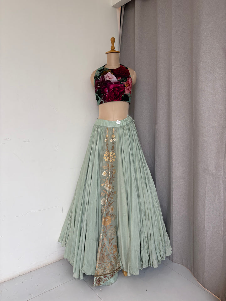 Gazal Gupta Mint Green Embroidered Skirt Set