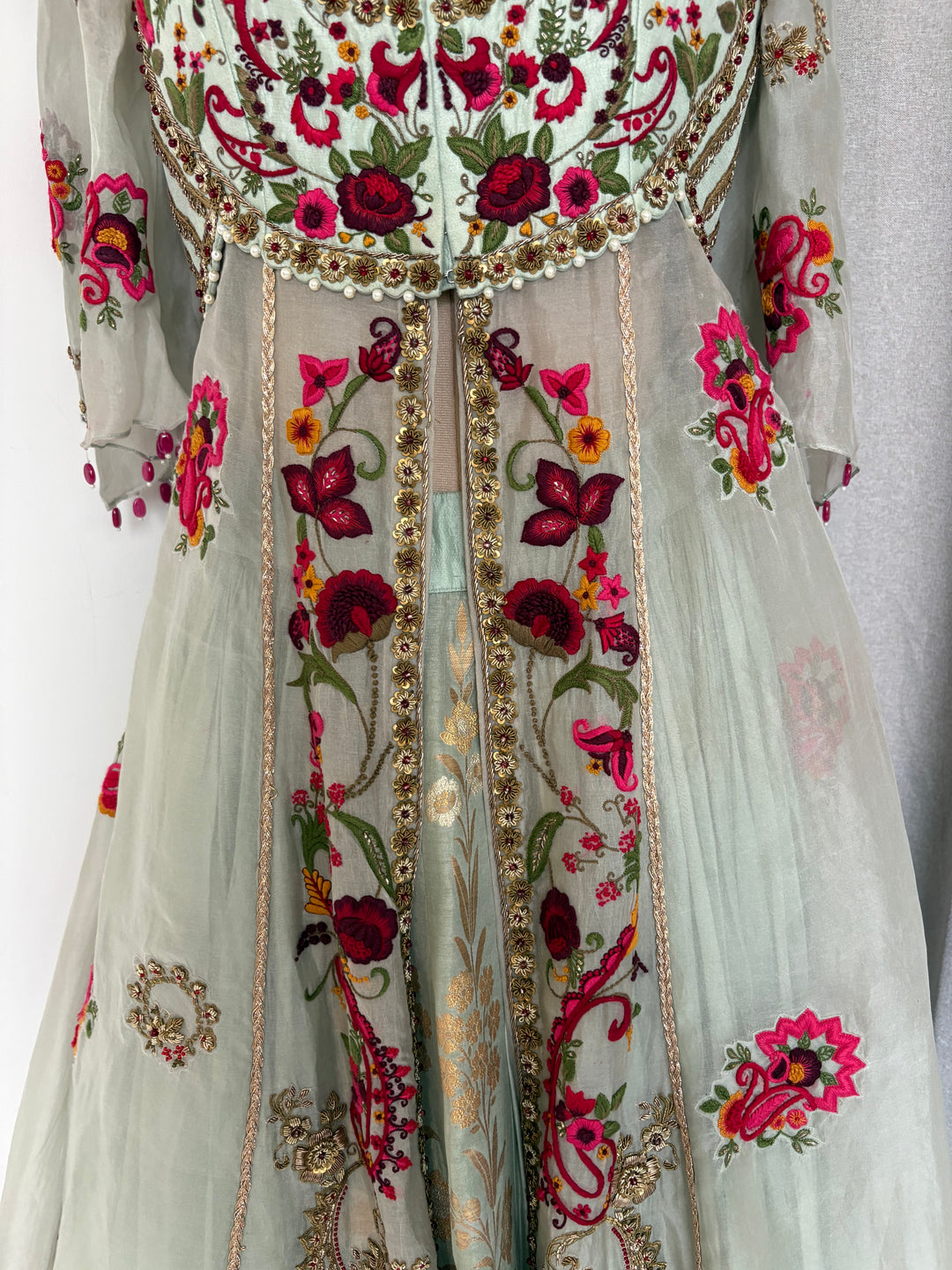 Gazal Gupta Mint Green Embroidered Skirt Set