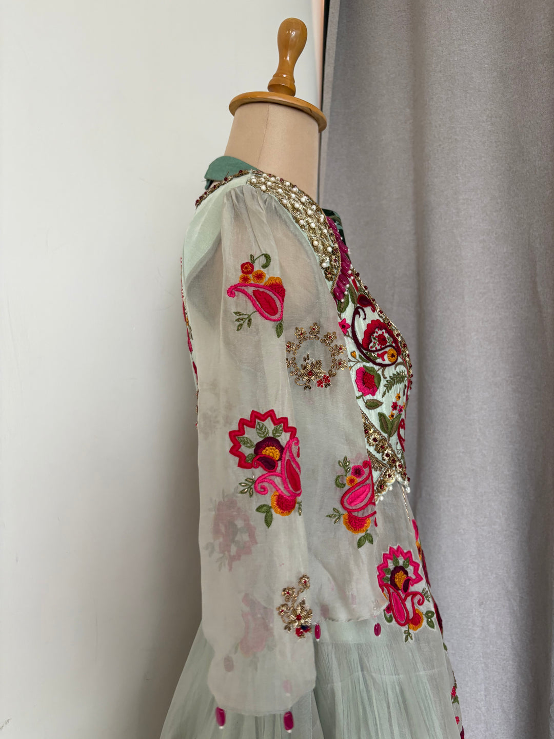 Gazal Gupta Mint Green Embroidered Skirt Set