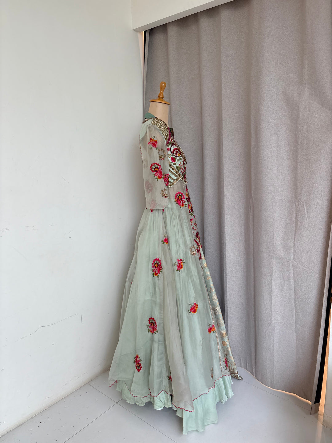Gazal Gupta Mint Green Embroidered Skirt Set
