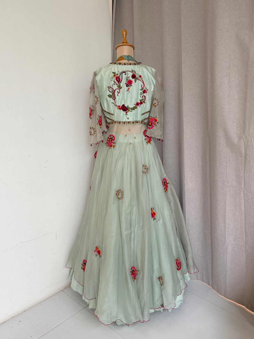 Gazal Gupta Mint Green Embroidered Skirt Set