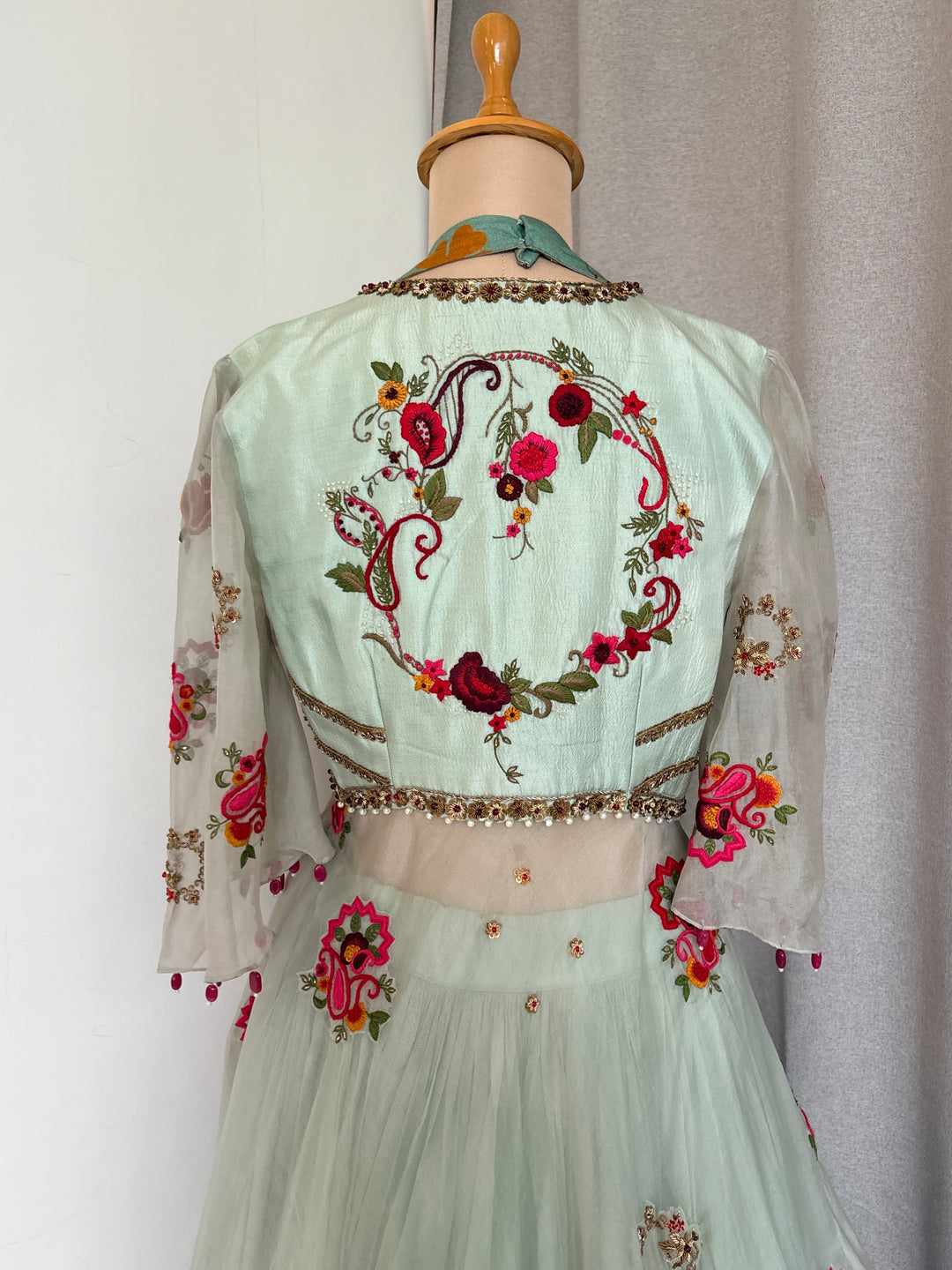 Gazal Gupta Mint Green Embroidered Skirt Set