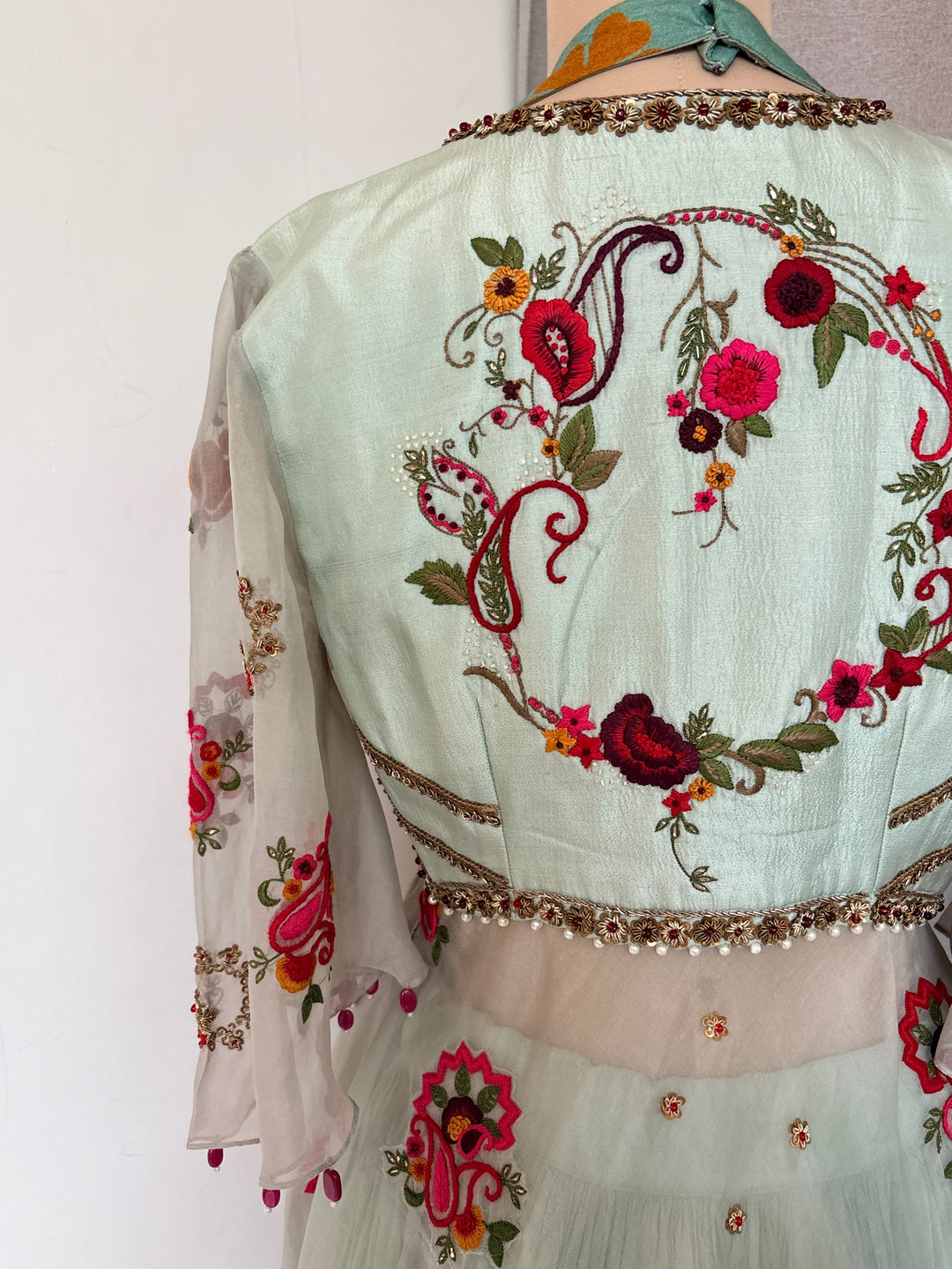 Gazal Gupta Mint Green Embroidered Skirt Set