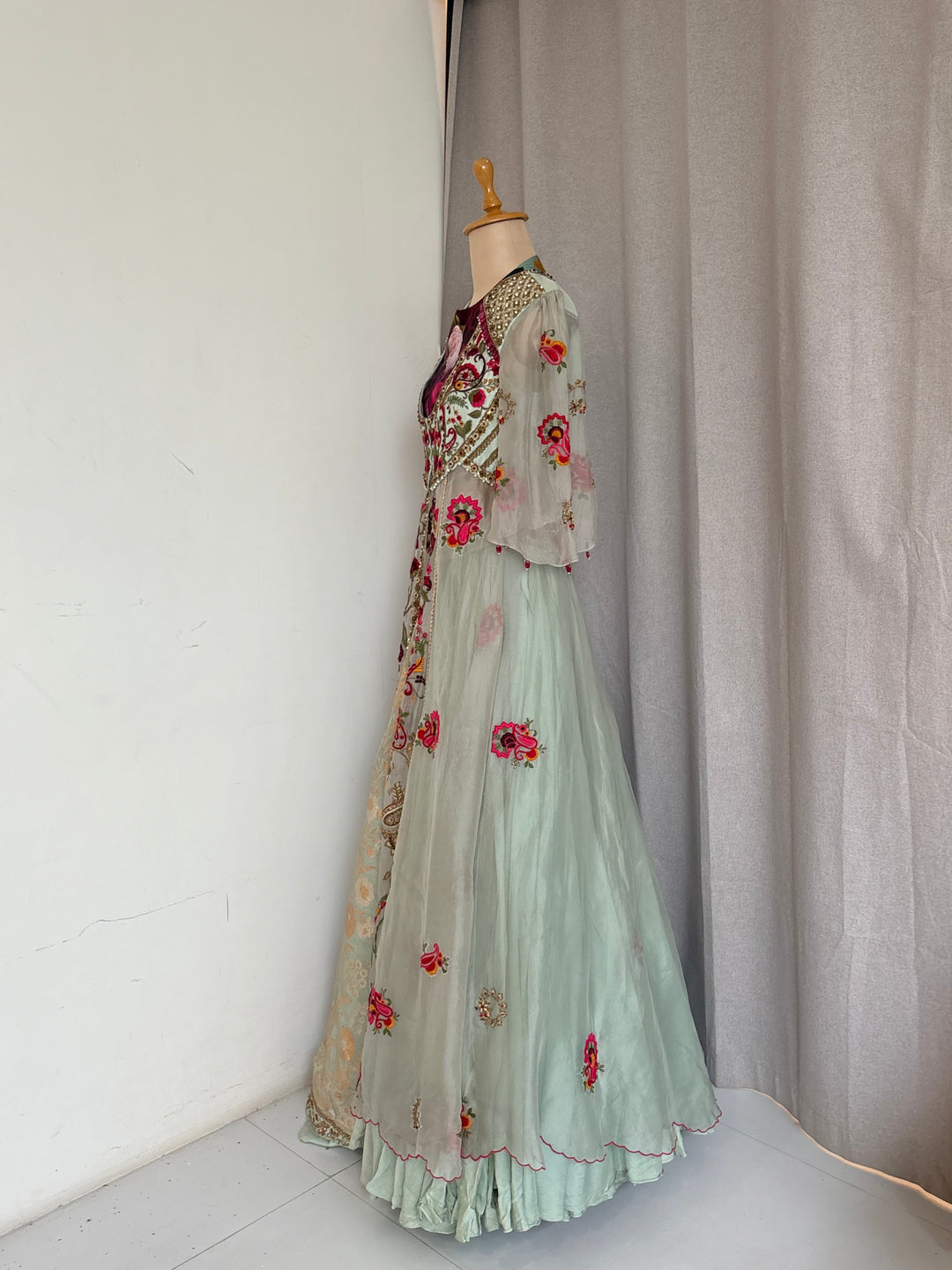 Gazal Gupta Mint Green Embroidered Skirt Set