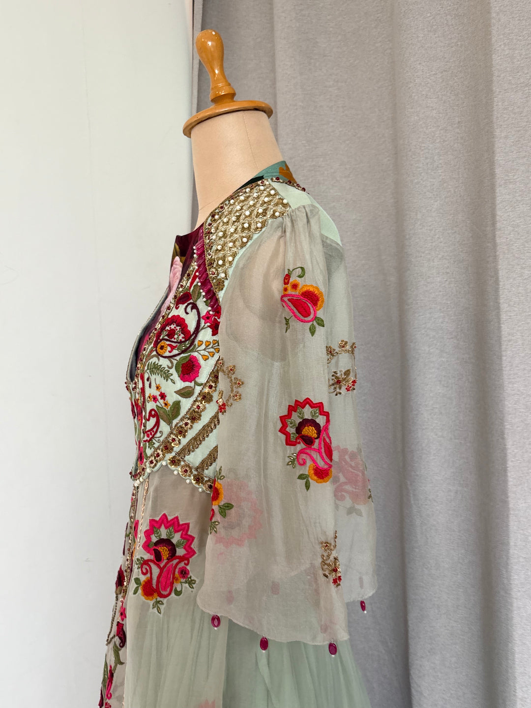 Gazal Gupta Mint Green Embroidered Skirt Set