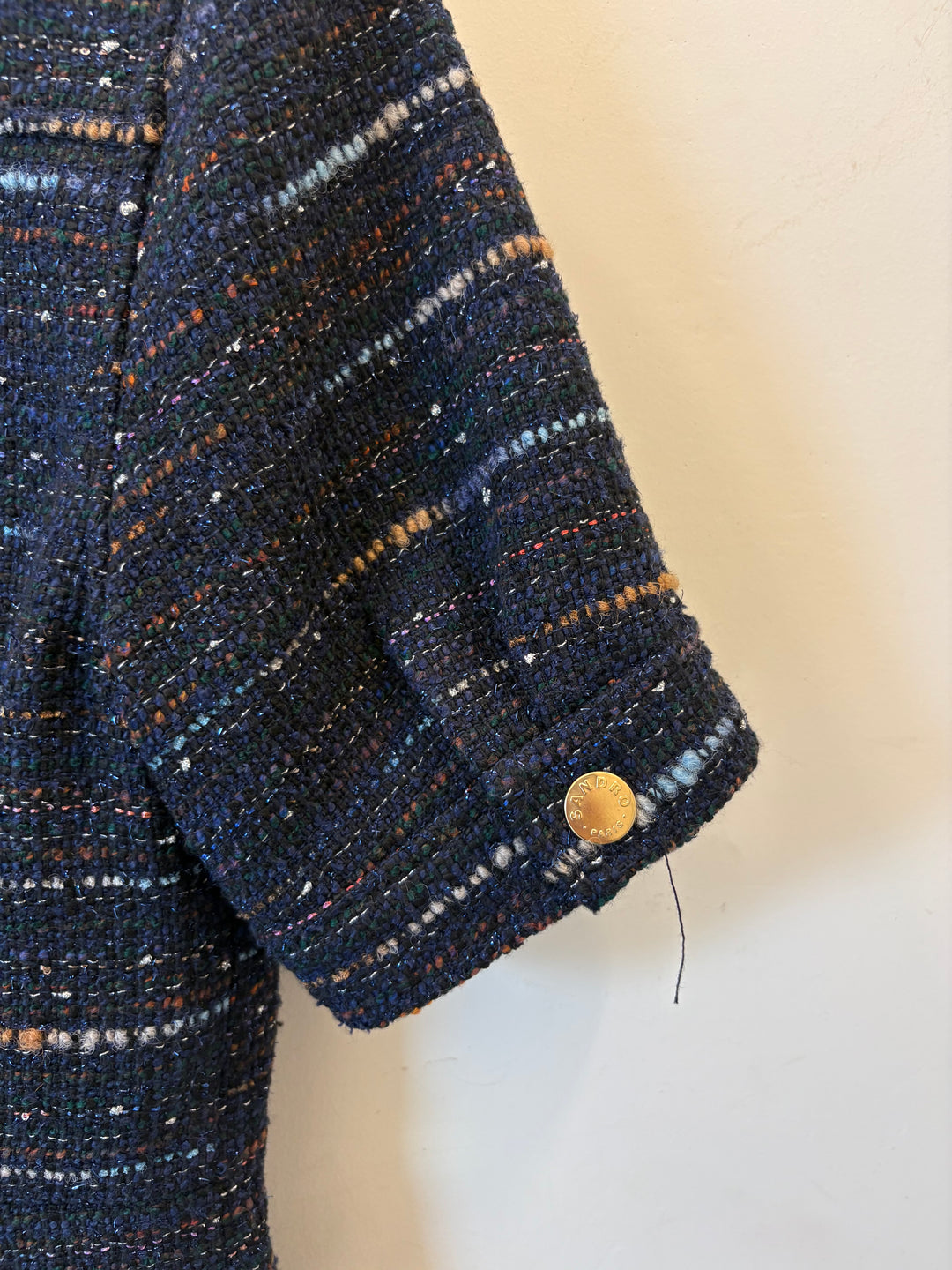 Sandro Navy Tweed Zip-Front Playsuit