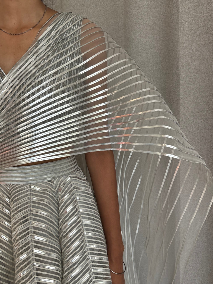 Amit Aggarwal Winged Silver Lehenga