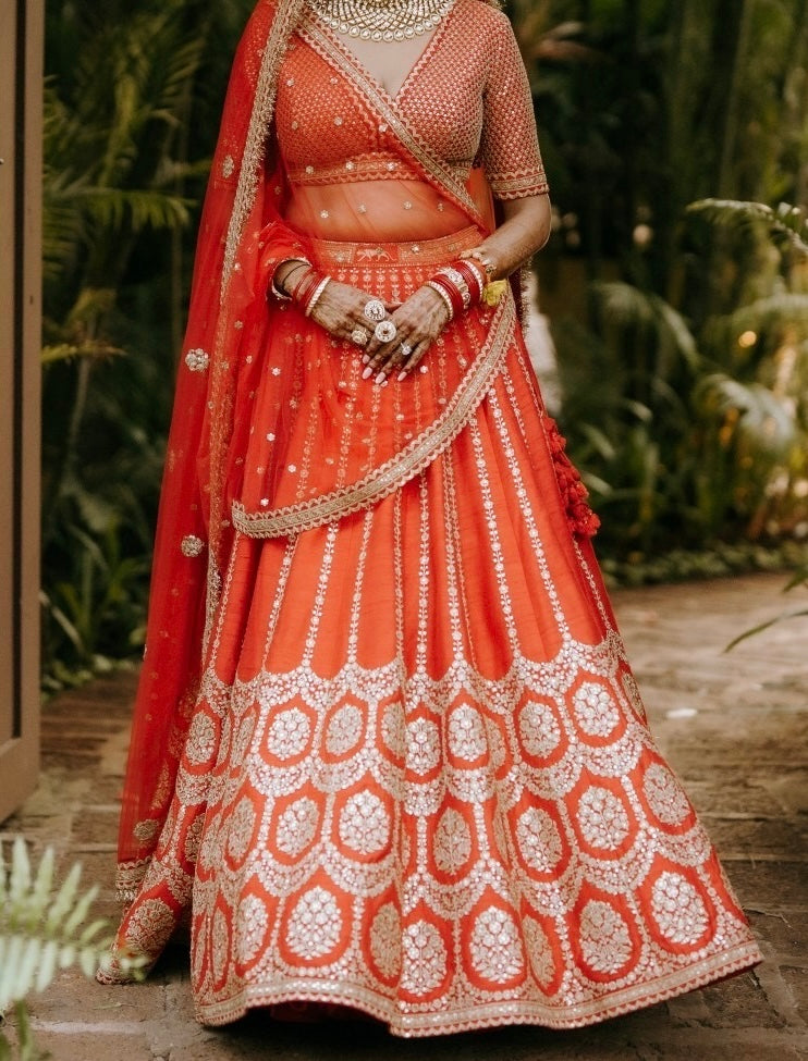 Sabyasachi Red & Gold Embroidered Bridal Lehenga Set