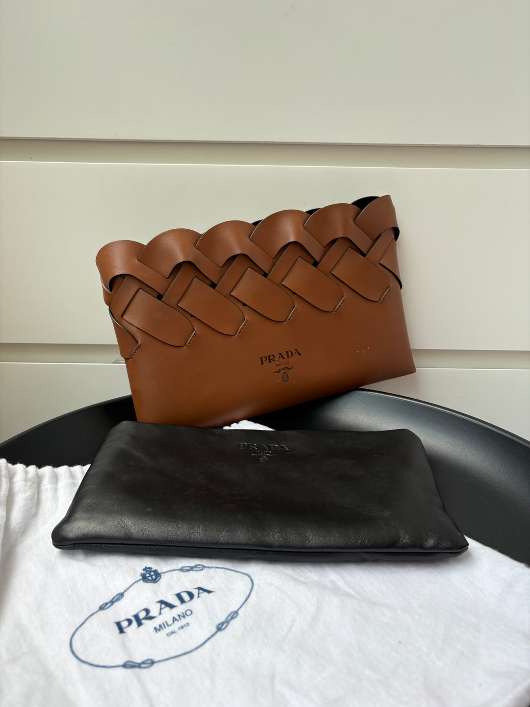 Prada Woven Leather Clutch