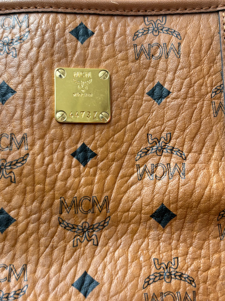 MCM Visetos Medium Anya Top Zip Shopper Tote